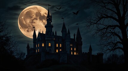 Fototapeta premium halloween night scene , AI Generated.