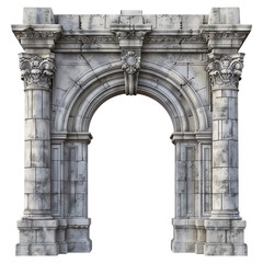 Fototapeta premium Elements of architecture of buildings, ancient doorways and arches, doors and apertures. On the streets in Georgia, public places Isolated on transparent background. 3d illustration.