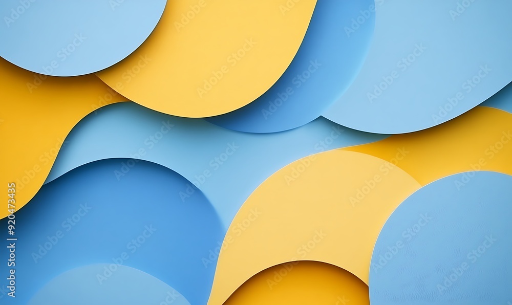 Poster non-seamless abstract with layered circles in sunshine yellow and chambray blue
