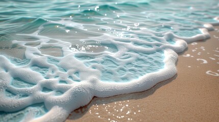 Gentle waves lapping against a sandy beach during a sunny day