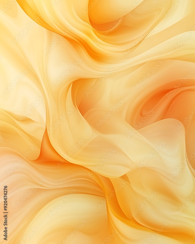 Poster non-seamless abstract with swirling waves in sunshine yellow and peach fuzz