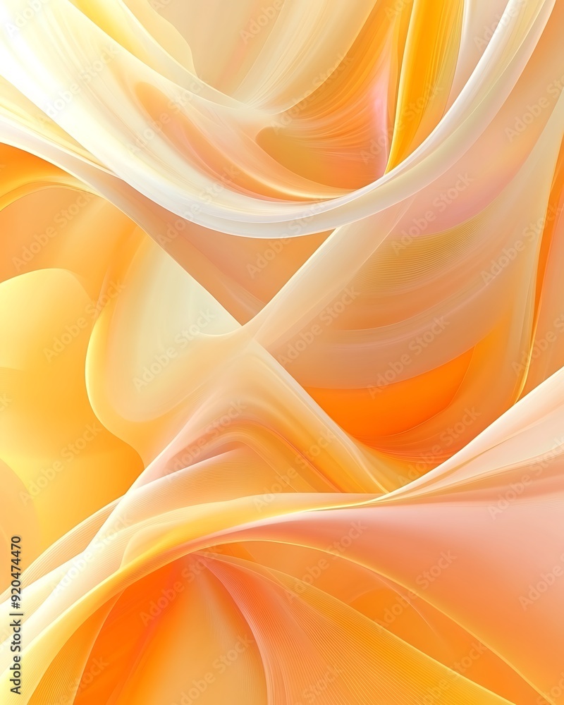 Poster non-seamless abstract with swirling waves in sunshine yellow and peach fuzz