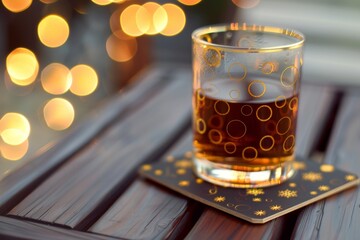 Monogrammed drink coasters with bokeh effect, Ai generated