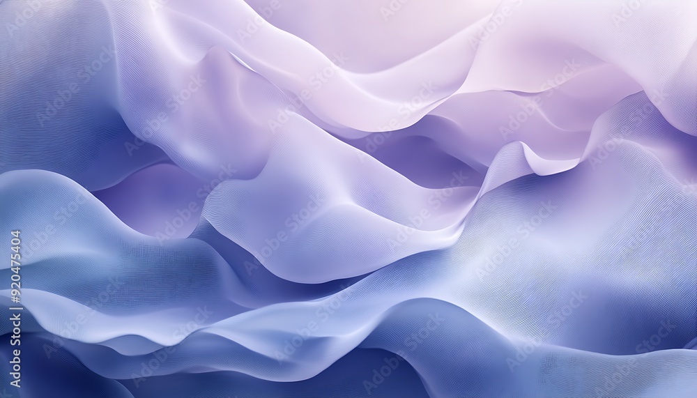 Poster Non-Seamless Abstract with Overlapping Waves in Lilac and Chambray Blue
