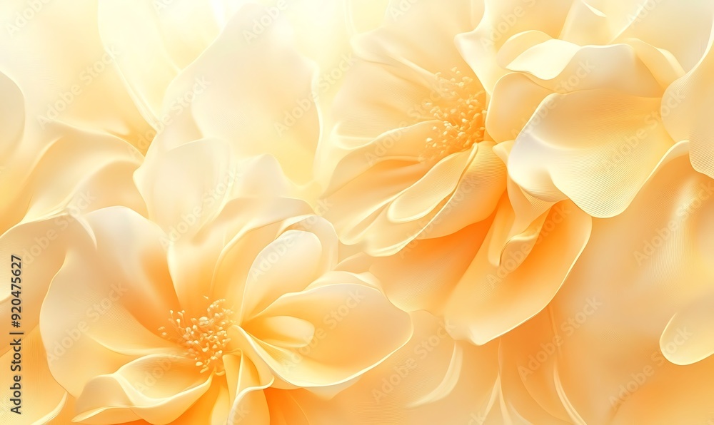 Poster seamless abstract with intricate floral patterns in peach fuzz and sunshine yellow
