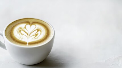 Latte Art Coffee Cup on White Background