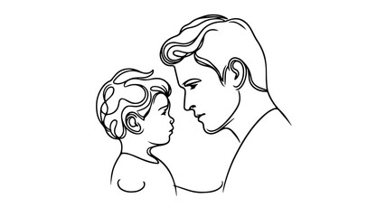 bond between a father and child one line drawing