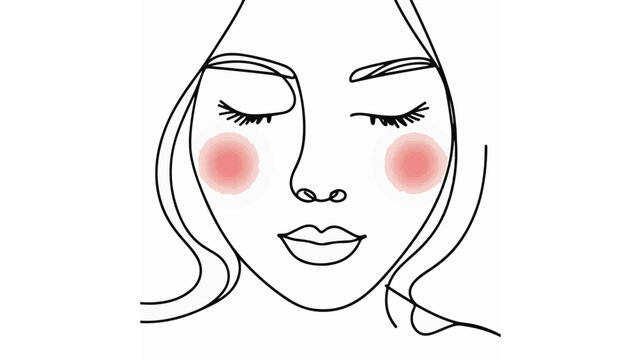 line art woman face with pink blush clip art preview