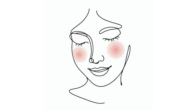 line art face with pink blush clip art preview