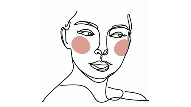 minimalist face line art with blush clip art preview