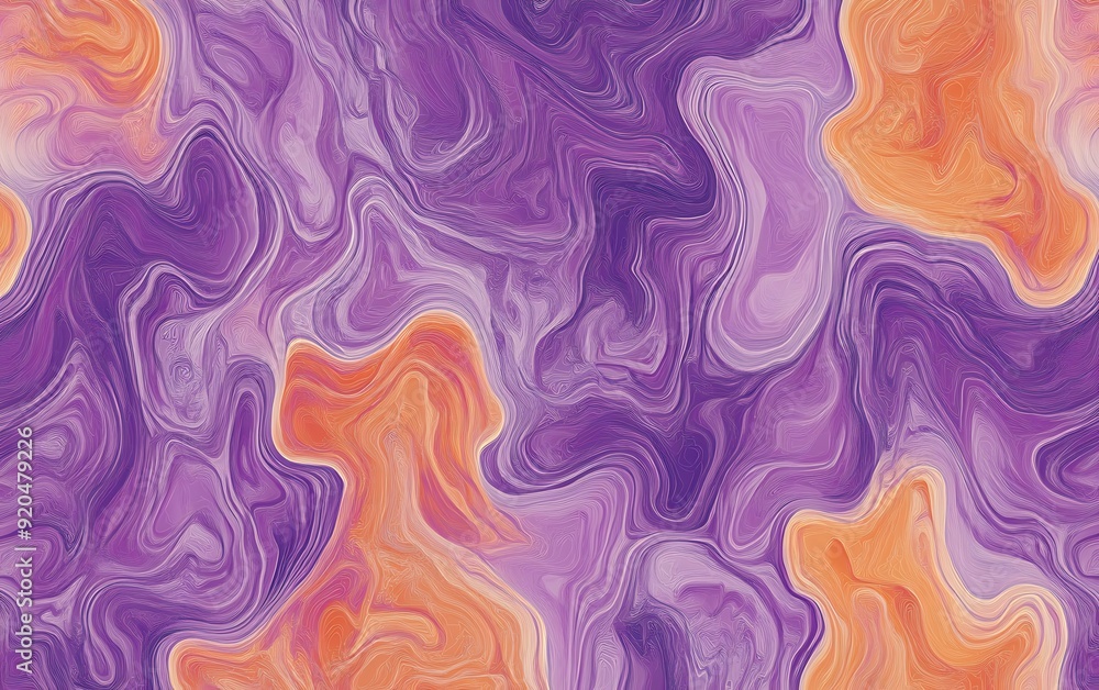Poster Seamless Abstract with Intricate Patterns in Lilac and Burnt Orange