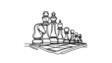 line art drawing of a chess board 