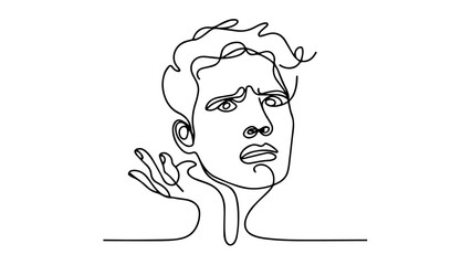 Confused face line art drawing