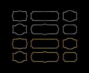 Frame Set Icons. Gold and silver frames icons. Flat style. Vector icons.