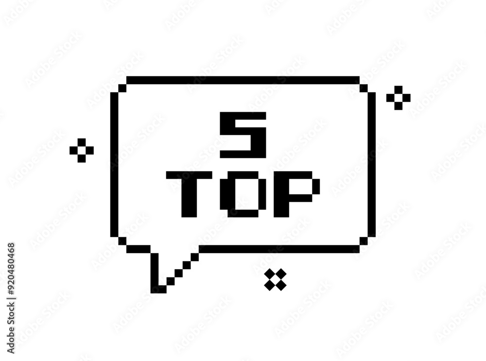 Poster top 5 icon. pixel message bubble icon. linear style. vector icon.