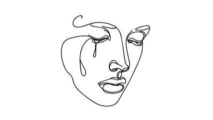 Crying face line art drawing  © Ibrahim