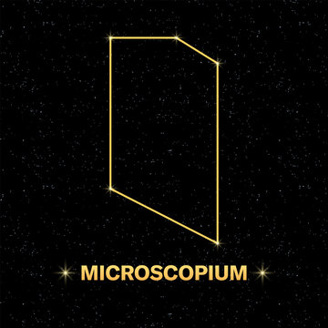 Constellation Microscopium banner. Flat style. Vector illustration.