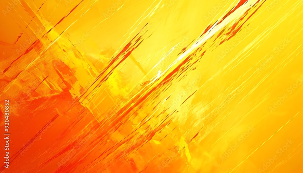 Poster non-seamless abstract with dynamic lines in burnt orange and sunshine yellow