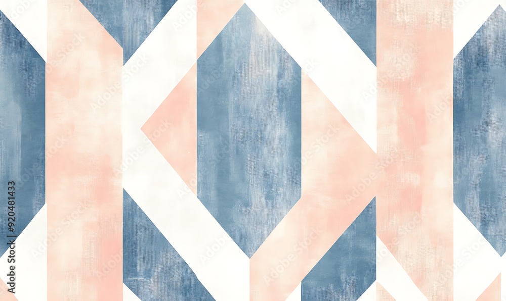 Poster Seamless Abstract with Repeating Geometric Pattern in Peach Fuzz and Chambray Blue