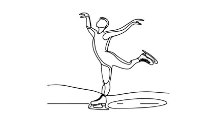 Fototapeta premium Male Figure ice skating one line illustration