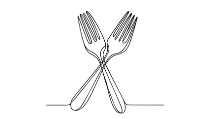 Forks line art drawing