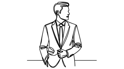 man in suit and tie lienart drawing 