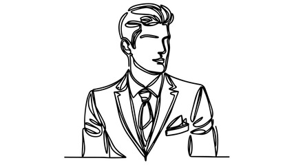  man in suit and tie line art drawing