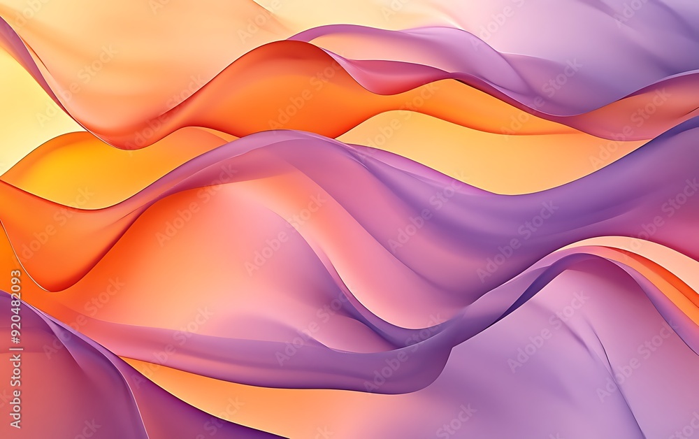 Poster non-seamless abstract with overlapping waves in burnt orange and lilac