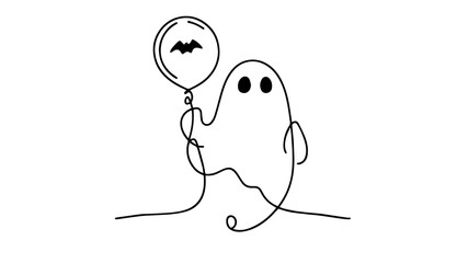 Cute Halloween ghost  line art illustration