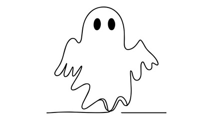 Halloween ghost line art drawing