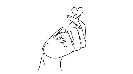 hand holding a small heart shape one line illustration