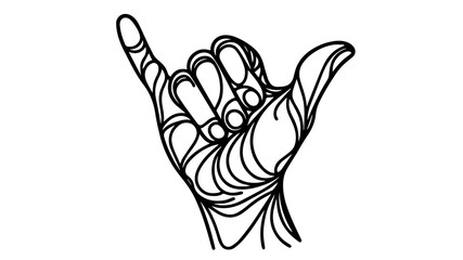 Hawaiian shaka sign line drawing vector © Ibrahim