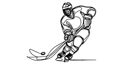 hockey player line art drawing vector