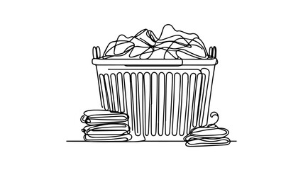 Laundry Basket one line illustration