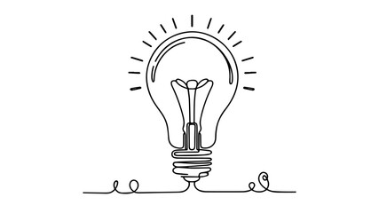 one line illustration of a light bulb 