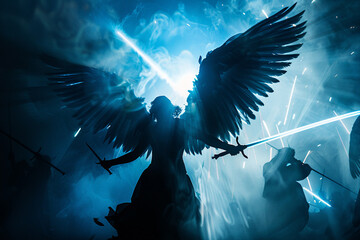 Beautiful angel guardian generative Ai illustration