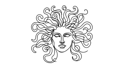 medusa portrait one line illustration © Ibrahim