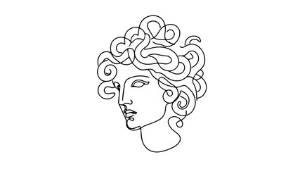medusa head line art vector