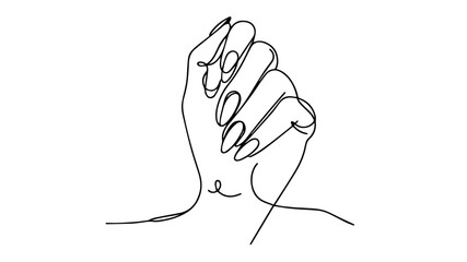 nail manicure one line illustration