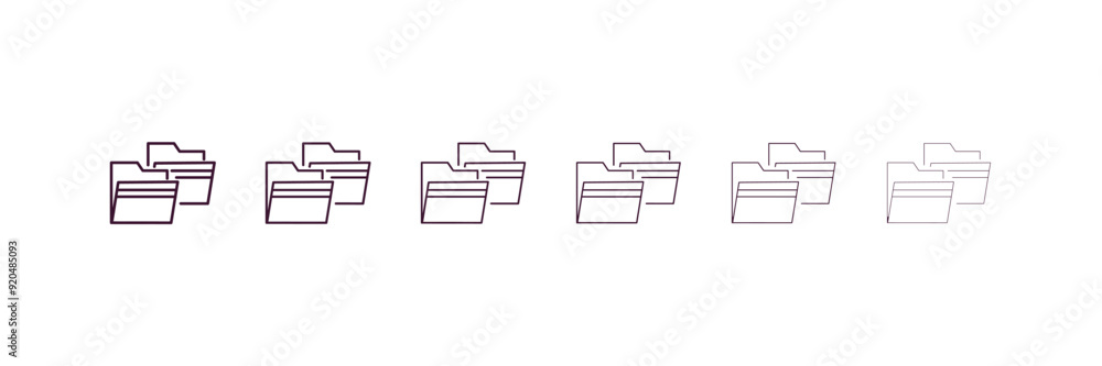 Poster two folders outline icon. linear vector from business concept. 6 different line style two folders ic
