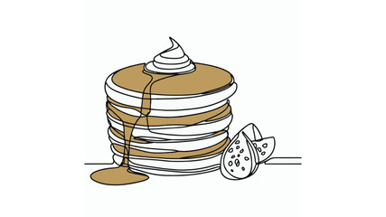 pancakes single line illustration vector