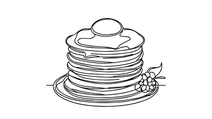 pancakes line art drawing vector