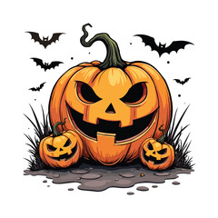 Halloween Vector Design, jack o Lantern, Skull Illustration,