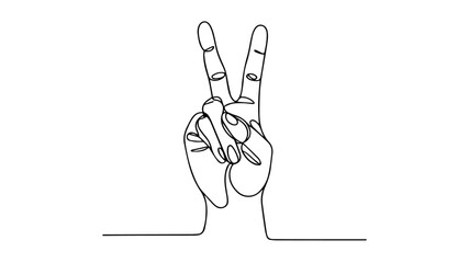 peace hand sign line art drawing vector