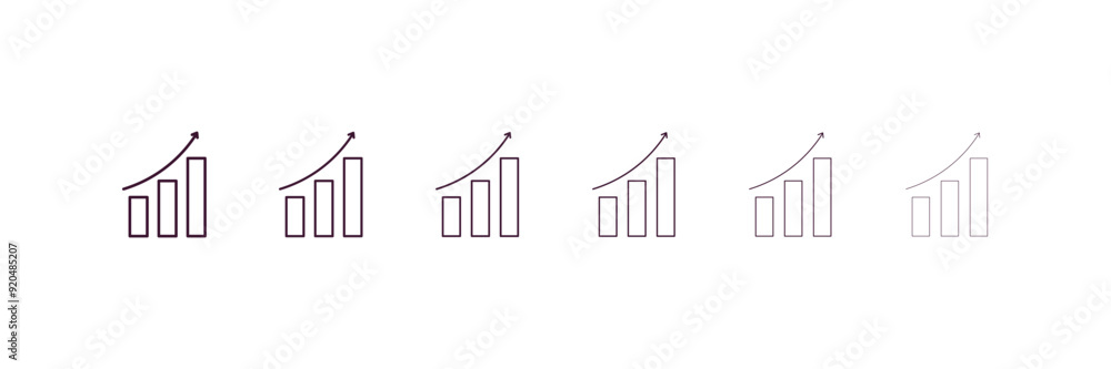 Poster graphic progression outline icon. linear vector from business concept. 6 different line style graphi