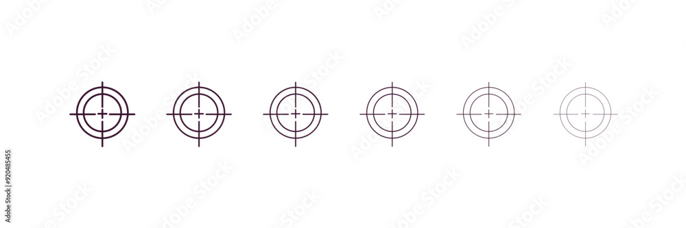 Poster circular target outline icon. linear vector from business concept. 6 different line style circular t