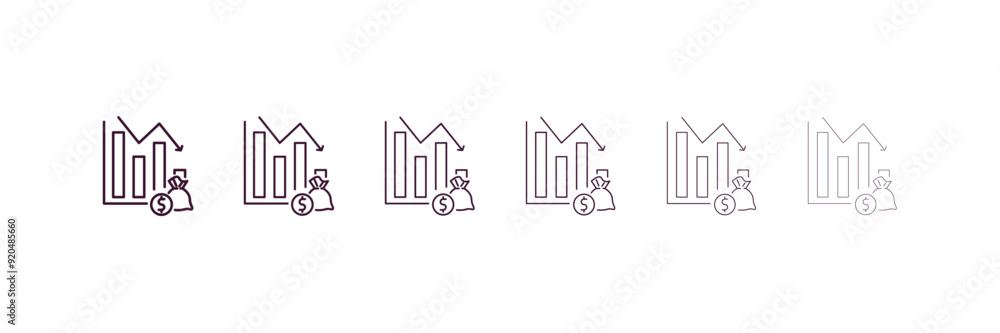 Poster deficit outline icon. linear vector from business concept. 6 different line style deficit icon inclu