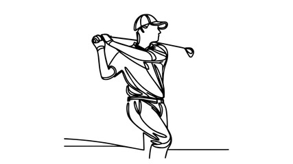 professional golfer one line illustration vector