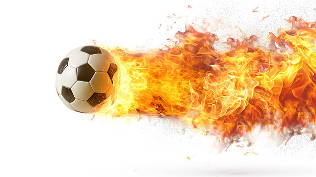 Flaming Football Ball on white background