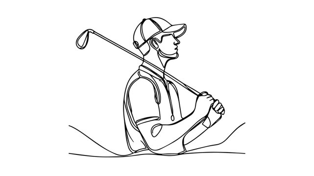 recommend clip art: professional golfer portrait line art vector